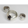 set modernist: cercei & inel, diamant natural, argint & aur. atelier scandinav